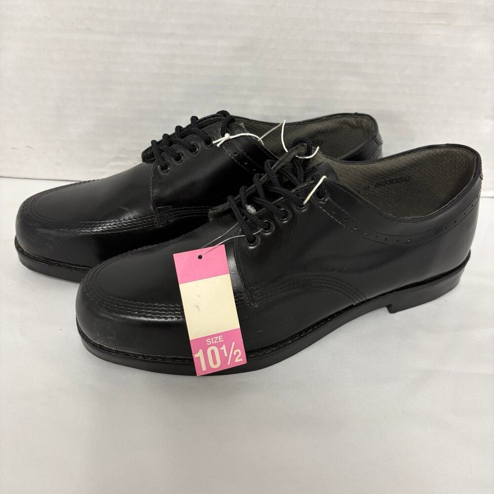 TRAX Mens 10.5 Black Leather Dress Shoes Moc Toe Oxford Made Colombia NOS